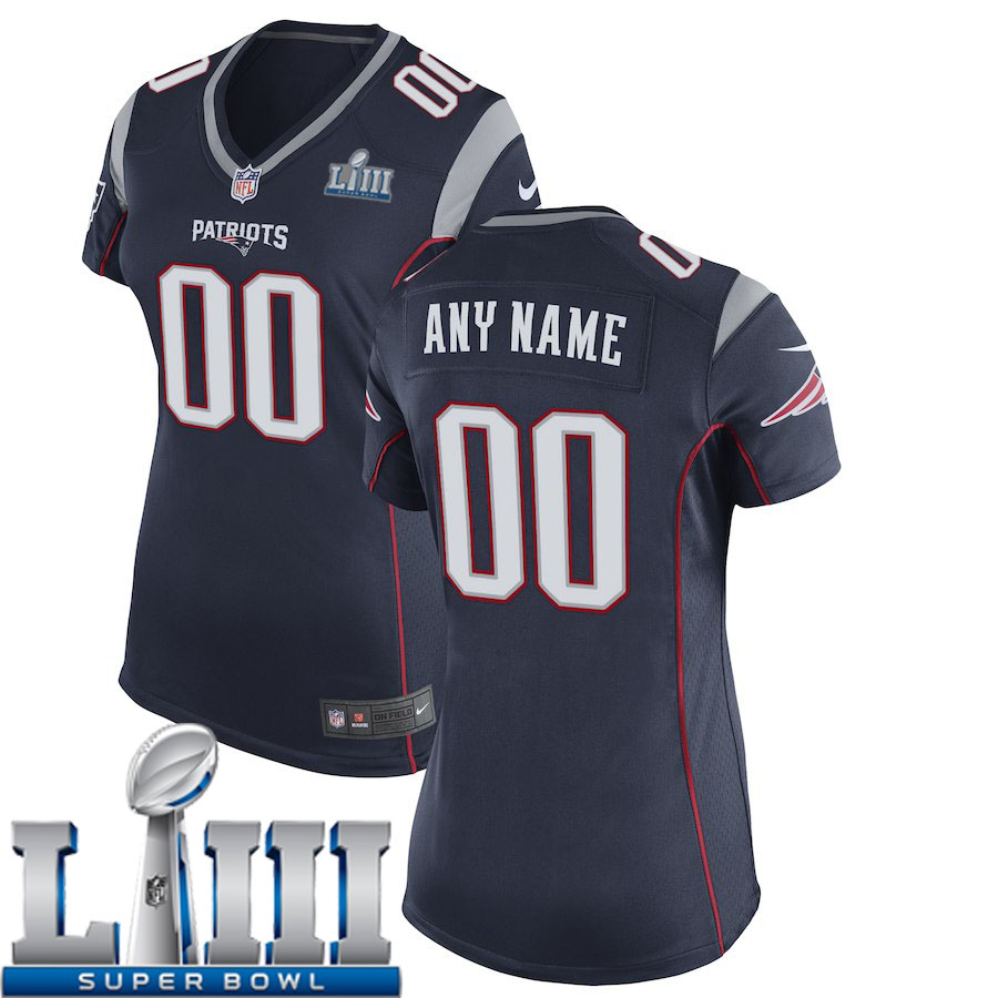 Custom Women New England Patriots Nike Navy Blue Game 2019 Super Bowl LIII NFL Jersey